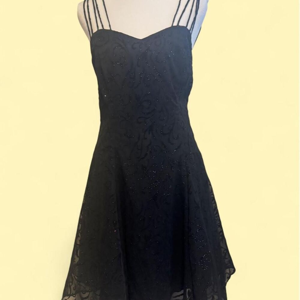Vintage Black Lace Sparkle Dress – Made in USA ✨